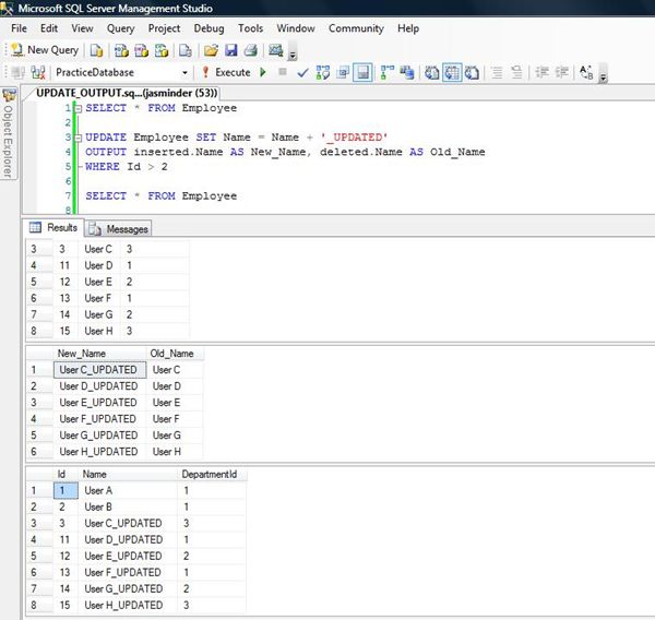 Sql Output Statement Example